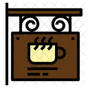 コーヒーの看板、コーヒーショップ、コーヒーカップ アイコン