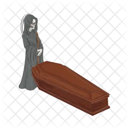 Coffin with grim reaper  Icon