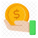 Flat Coin Hand Icon