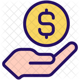 Coin in hand Icon - Download in Colored Outline Style