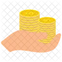 Coins Stacked On A Hand Palm Coin Dollar Icon