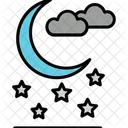 Moon Clouds Snowfall Icon