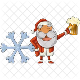 Cold Santa With Beer Glass  Icon