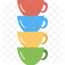 Colorful Cups Kitchen Utensil Line Of Cups Icon