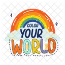 Colour Your World Positivity Typography Icon