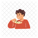 Pizza Comendo Garoto Ícone