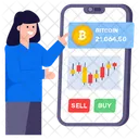 Comercio de bitcoins  Icono
