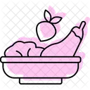 Cor De Comida Sombra Icone De Linha Fina Ícone