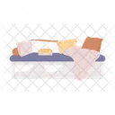 Cómodo sofá cama con espacio de almacenamiento.  Icono