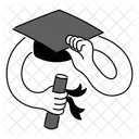 Black Monochrome Finished Studying Illustration Completed Education Done With Studies Symbol