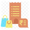 Compra De Bolsas De Compras Factura De Compras En Rupias Factura De Compras Icono