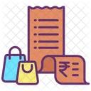 Compra De Bolsas De Compras Factura De Compras En Rupias Factura De Compras Icono