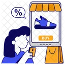 Compras De Zapatos A Traves Del Movil Comercio Movil Compras Electronicas Icono