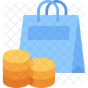Comprar Monedas Bolsa De Compras Icono