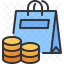 Comprar Monedas Bolsa De Compras Icono