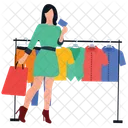 Compras Compradora Feminina Loja De Roupas Ícone