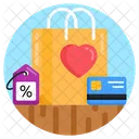 Compras Favoritas Bolsa De Compras Amor De Compras Icono