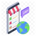 Compras Globales Compras Las 24 Horas Productos En Linea Icono