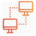 Conectando Informacoes De Rede De Comunicacao Computador Monitor Ícone