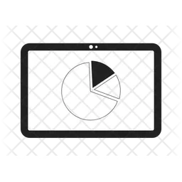 Computador tablet com diagrama de círculo  Ícone