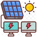 Computadora Alimentada Por Energia Solar Sistema Fotovoltaico Panel Solar Icono