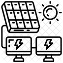 Computadora Alimentada Por Energia Solar Sistema Fotovoltaico Panel Solar Icono