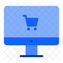 Computadora Con Carrito Compras En Linea Compras Icono