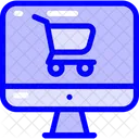 Computadora y carrito de compras  Icono