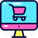 Computadora y carrito de compras  Icono