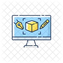 Computer Aided Design Icon - Download in Colored Outline Style
