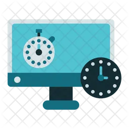 Computer And Clock  Icon