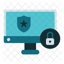 Computer And Padlock  Icon