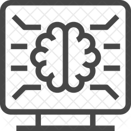 Computer Brain Icon - Download in Line Style