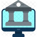 Computer Building Online Court Online Law Icon