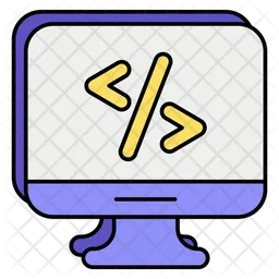 Computer coding Icon - Download in Colored Outline Style