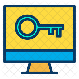 Computer Key Icon - Download In Colored Outline Style