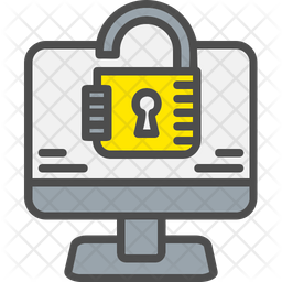 Computer Lock Icon - Download in Colored Outline Style