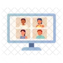 Computer monitor with online video meeting  Icon