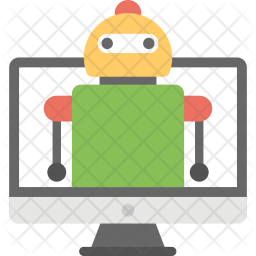 Computer Robot Icon - Download in Flat Style