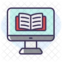 Computer screen with books  Icon