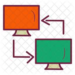 Computer Sharing Icon - Download in Colored Outline Style
