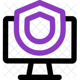 Computer Shield Icon - Download in Line Style