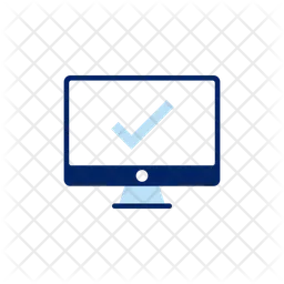 Computer software with tick on monitor for safe approved and verified data  Icon