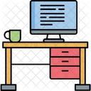 Computer Table Workstation Cupboard Icon
