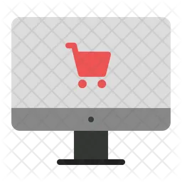 Computer With Cart  Icon