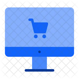 Computer With Cart  Icon