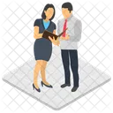 Comunicacion Empresarial Discusion Oficial Colegas Hablando Icono