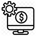 Configuração com dinheiro no botão com monitor de computador  Ícone