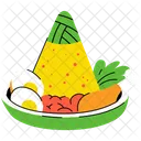Conjunto tradicional de refeição de arroz Tumpeng  Ícone