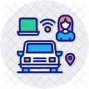 커넥티드카 자율주행차 자동차 아이콘